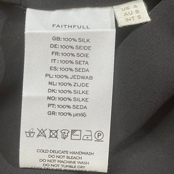 Faithfull The Brand Black Vestlia Sheer Silk Maxi Slip Dress Small - Picture 8 of 8